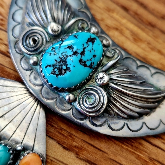 WOW! VINTAGE UNSIGNED NAVAJO RICHARD BEGAY Sterling Silver Multi-Stone Necklace - Picture 3 of 16